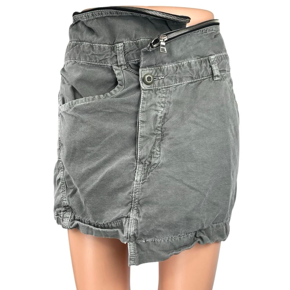 NSF Akemi Gray Asymmetrical Zipper Waist Mini A-Line Denim Jeans Skirt Size S